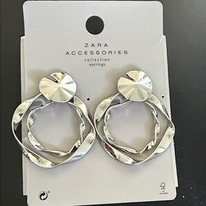 Zara Shiny Silver Twisted Earrings